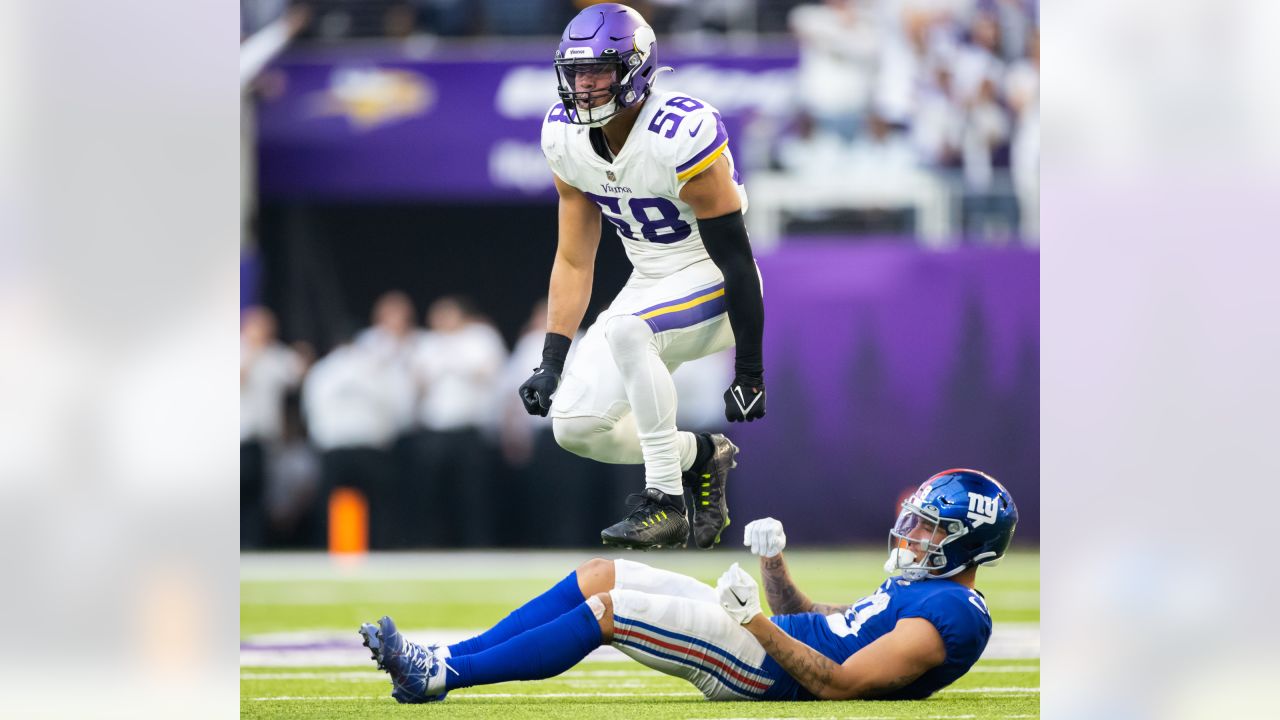 Minnesota Vikings' Jordan Hicks in action during an NFL football game,  Thursday, Sept. 14, 2023, in Philadelphia. (AP Photo/Matt Rourke Stock  Photo - Alamy