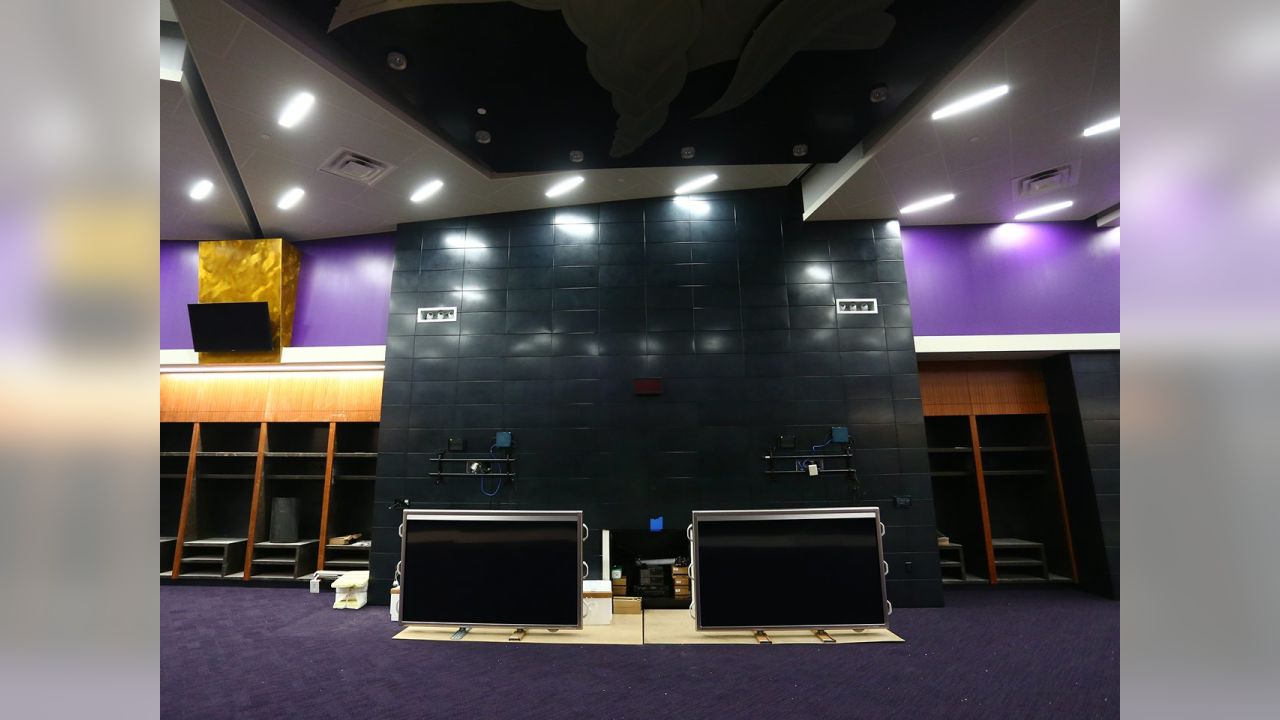 Large Vikings Locker Room Space at U.S. Bank Stadium Taking Shape