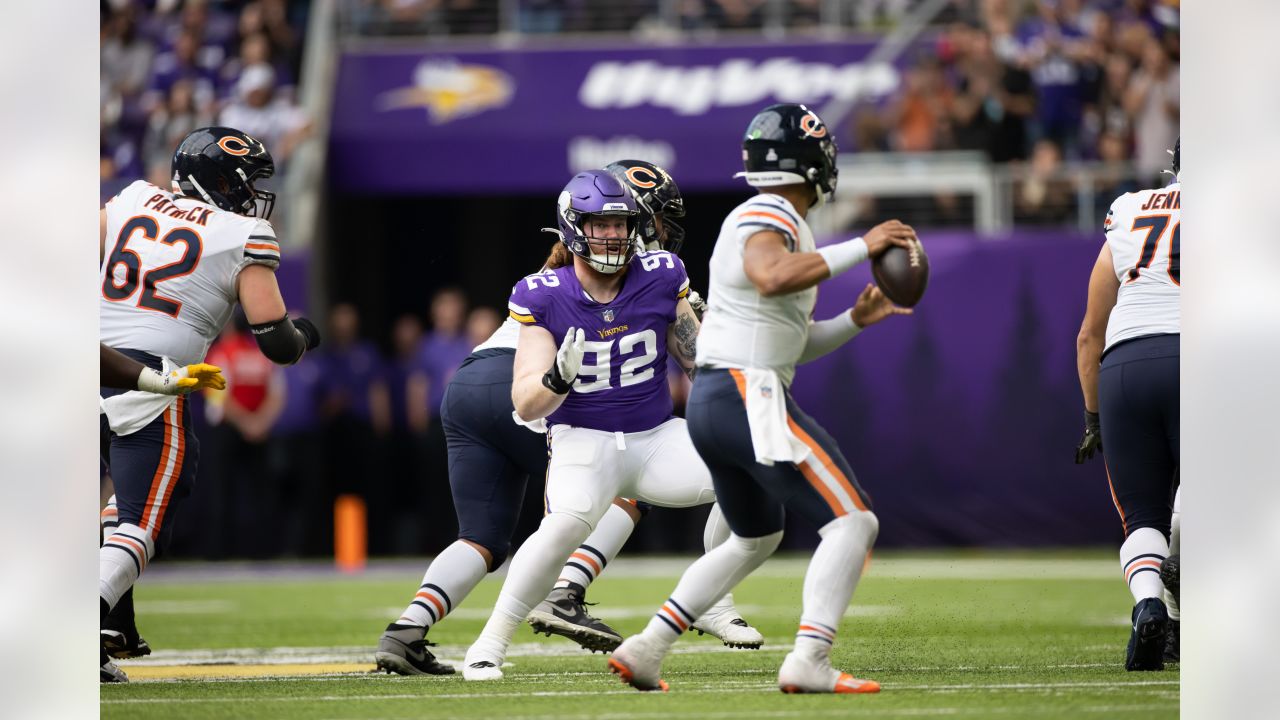 Minnesota Vikings defensive lineman Esezi Otomewo prepares for drills  before an NFL football practice Saturday, July 29, 2023, in Eagan, Minn.  (AP Photo/Bruce Kluckhohn Stock Photo - Alamy