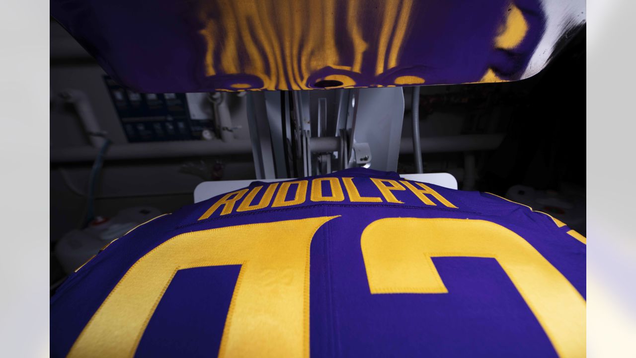 Equipment Staff Prepares Primetime Purple Jerseys for Vikings-Cowboys Game