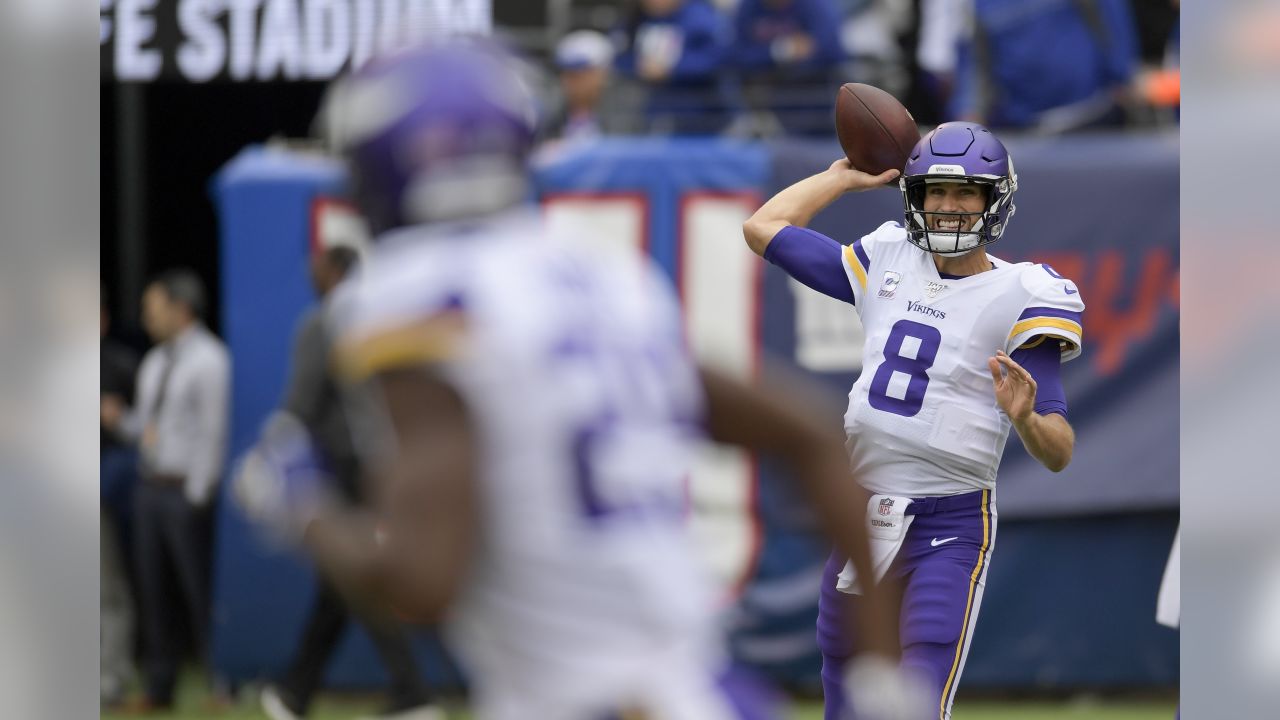 East Rutherford, New Jersey, USA. 6th Oct, 2019. Minnesota Vikings wide  receiver Adam Thielen (19) runs after a catch during a NFL game between the  Minnesota Vikings and the New York Giants