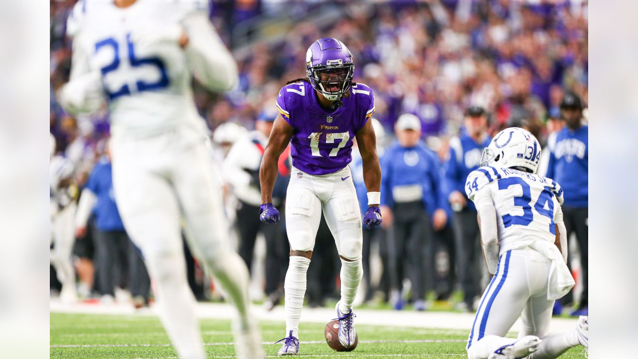 Indianapolis Colts vs. Minnesota Vikings . NFL Game. American Football  League match. Silhouette of professional player celebrate touch down.  Screen in Stock Photo - Alamy