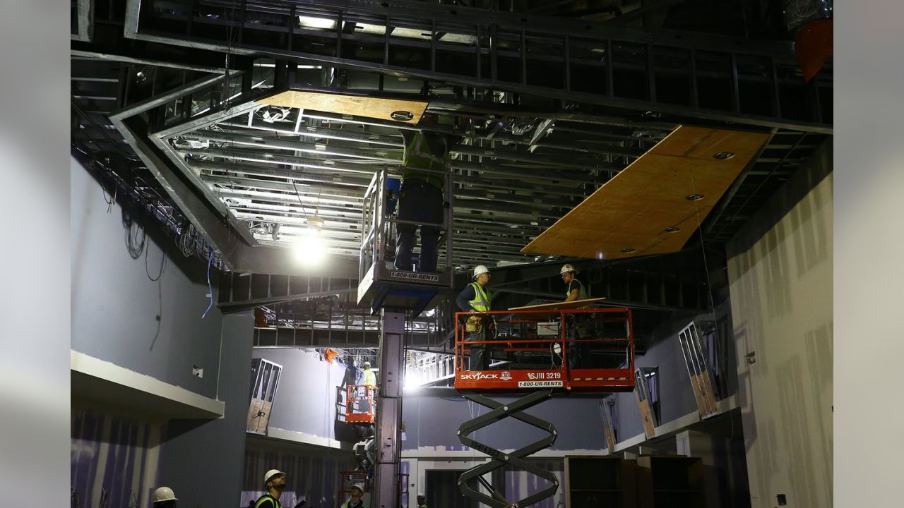 Large Vikings Locker Room Space at U.S. Bank Stadium Taking Shape