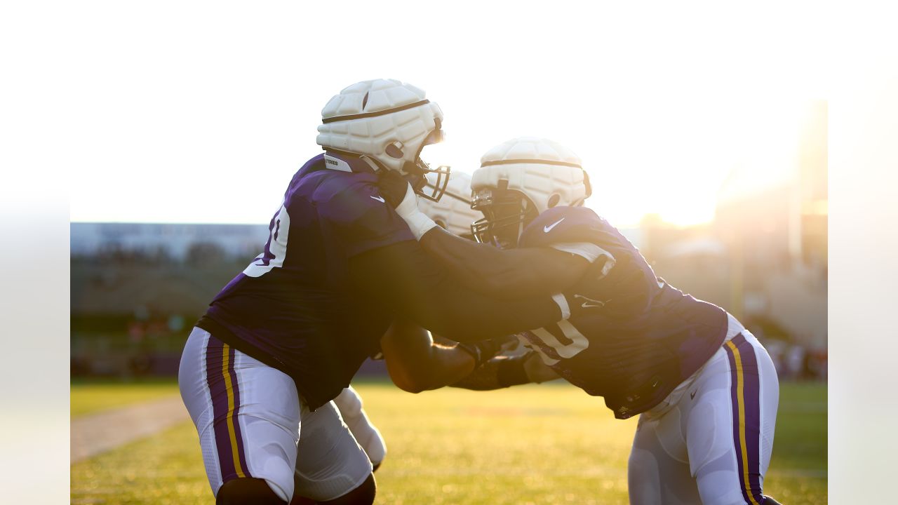 Minnesota Vikings tackle Brian O'Neill warms up before their game against  the San Francisco 49ers during an NFL preseason football game, Saturday,  Aug. 20, 2022, in Minneapolis. (AP Photo/Craig Lassig Stock Photo 