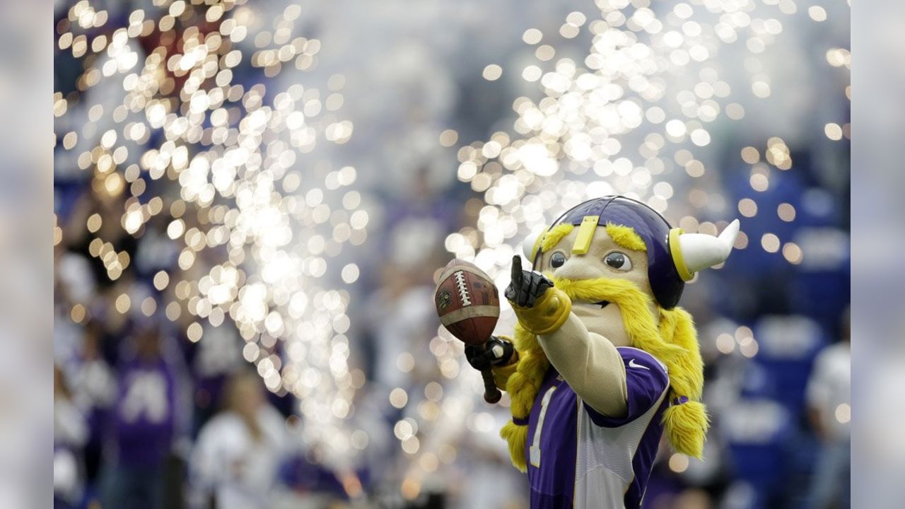 Minnesota Vikings mascot Viktor prior to the NFL International