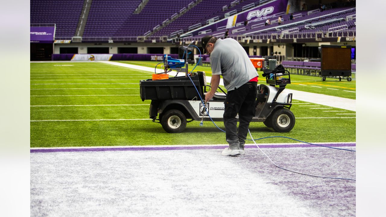 U.S. Bank Stadium Field Painted for Winter Whiteout Game