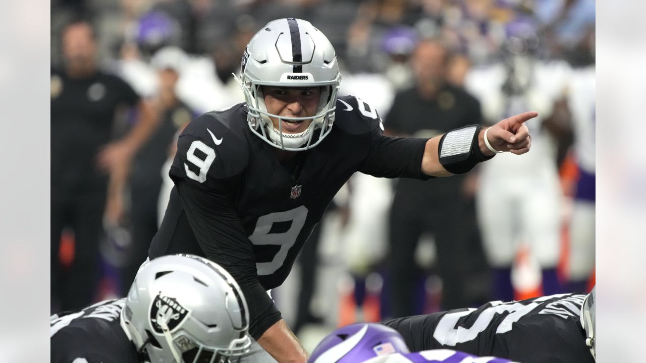 Minnesota Vikings quarterback Nick Mullens (12) celebrates after