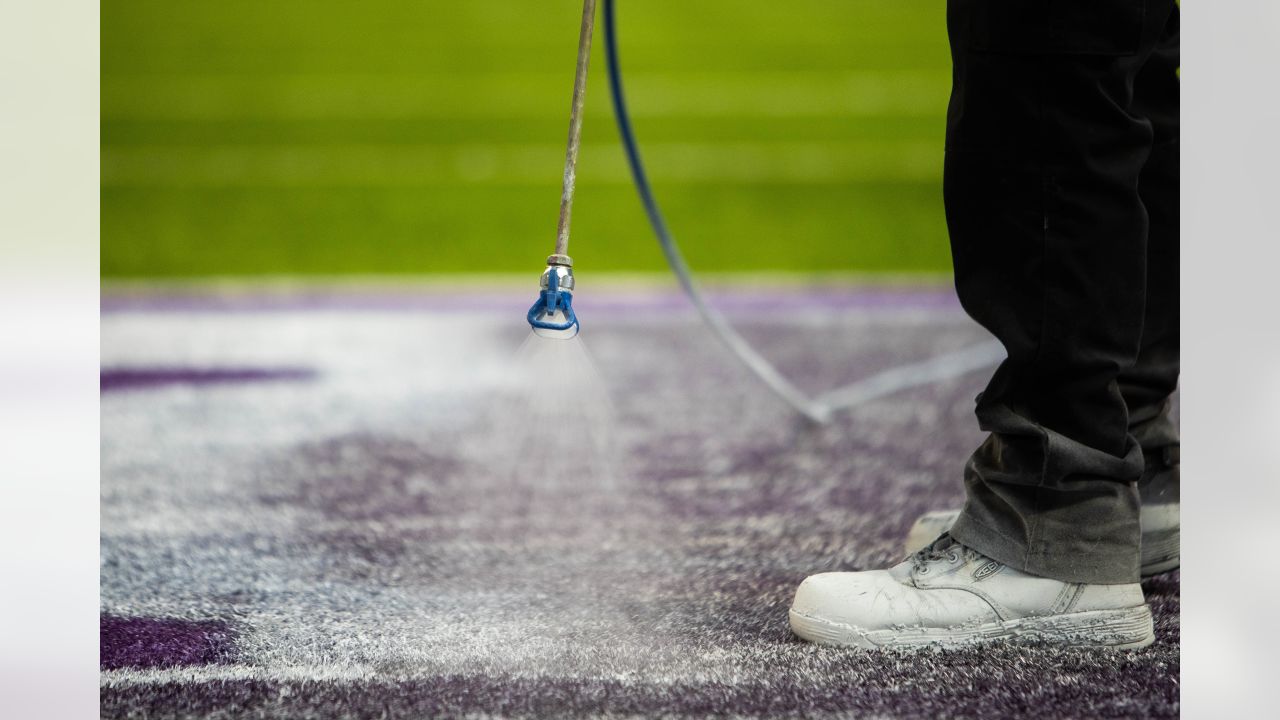 U.S. Bank Stadium Field Painted for Winter Whiteout Game