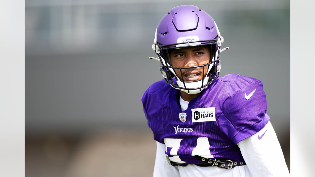 Minnesota Vikings offensive tackle Vederian Lowe leaves the field