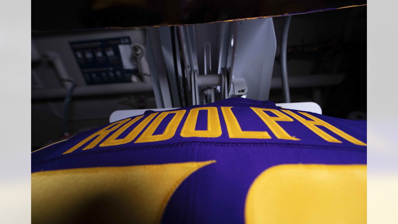 Equipment Staff Prepares Primetime Purple Jerseys for Vikings-Cowboys Game