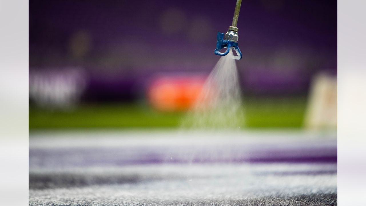 U.S. Bank Stadium Field Painted for Winter Whiteout Game