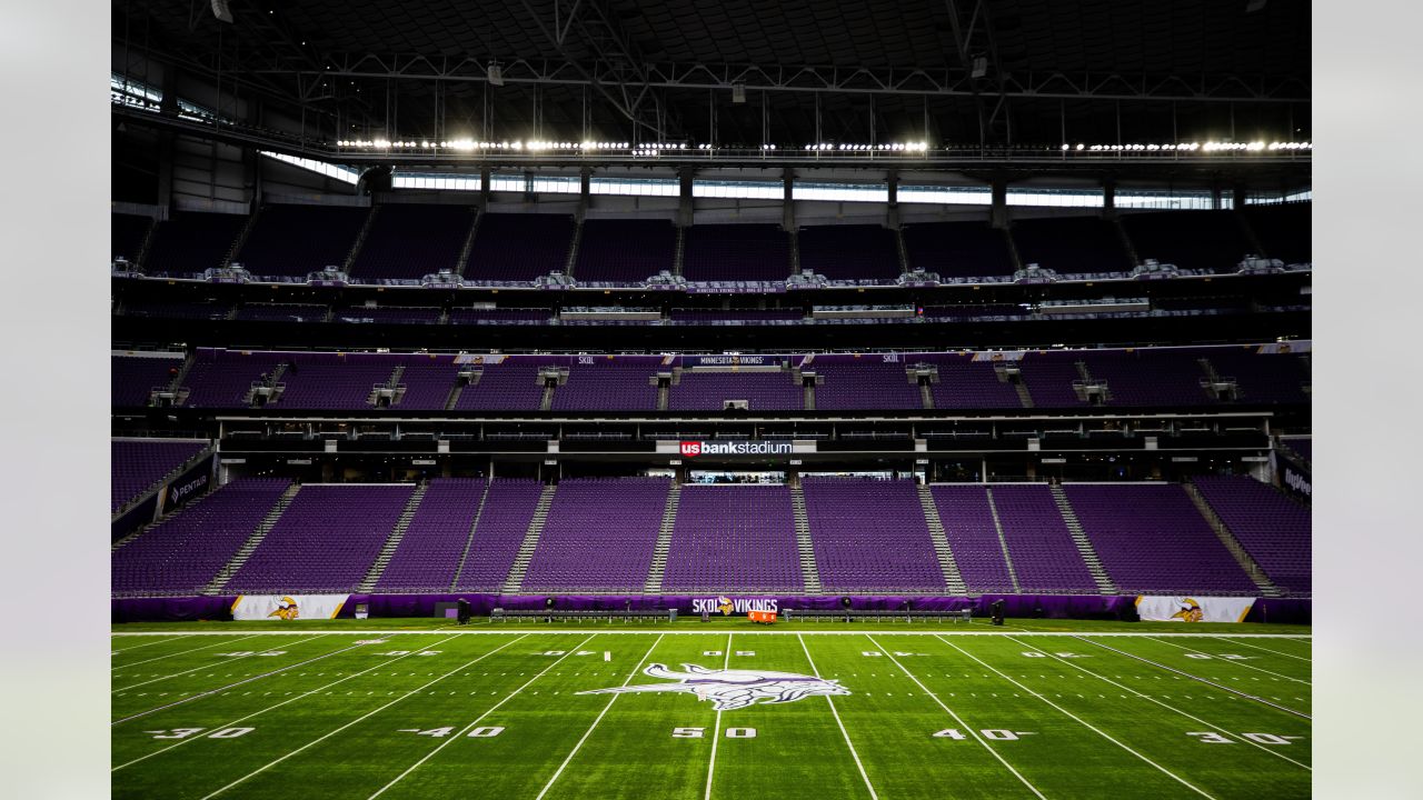 U.S. Bank Stadium Field Painted for Winter Whiteout Game