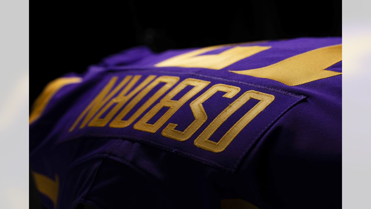 Equipment Staff Prepares Primetime Purple Jerseys for Vikings-Cowboys Game