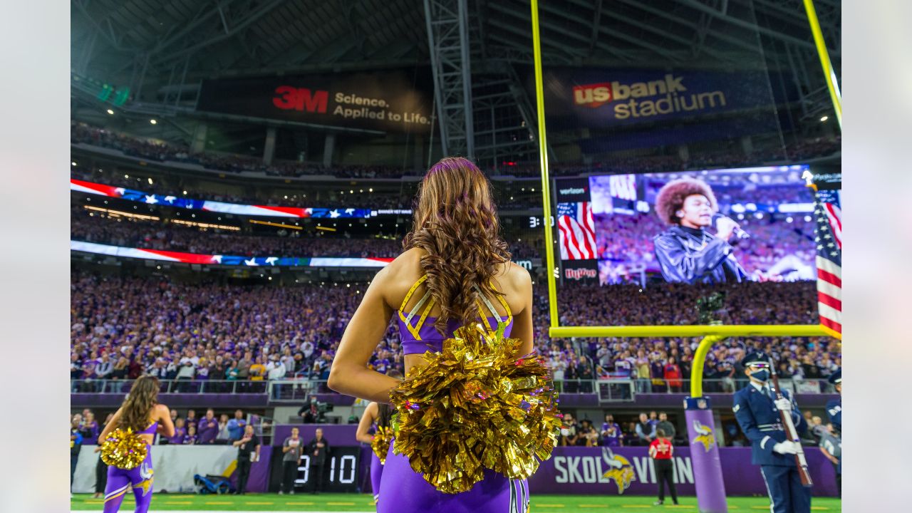 Fans cheer in U.S. Bank Stadium during the second half of an NFL football  game between the Minnesota Vikings and the Atlanta Falcons, Sunday, Sept.  8, 2019, in Minneapolis. (AP Photo/Bruce Kluckhohn