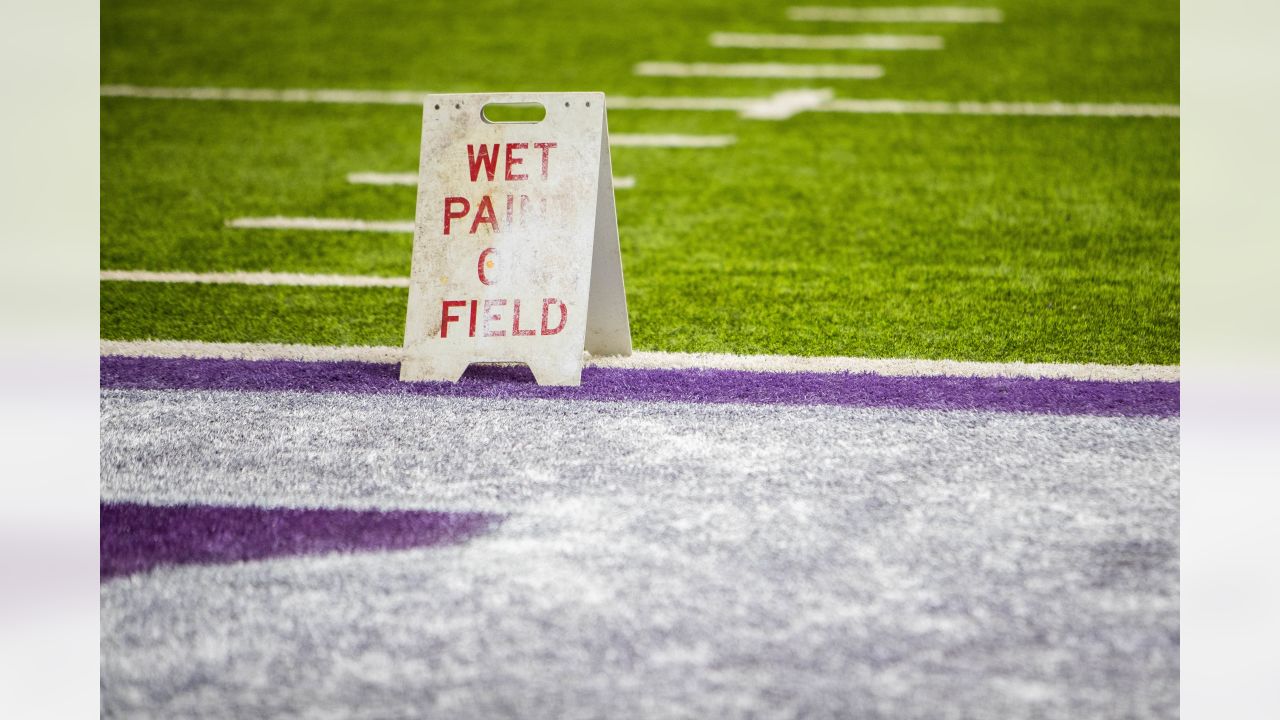 U.S. Bank Stadium Field Painted for Winter Whiteout Game