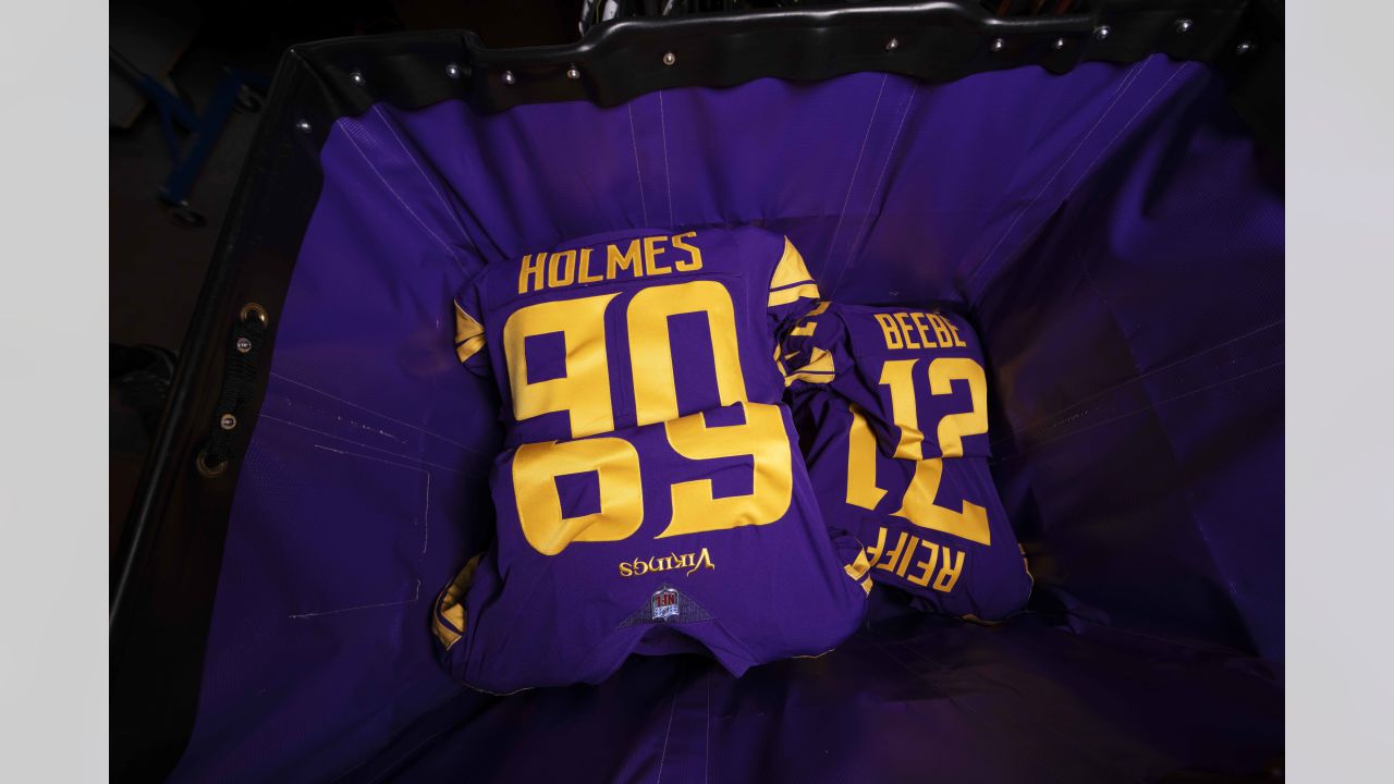 Equipment Staff Prepares Primetime Purple Jerseys for Vikings