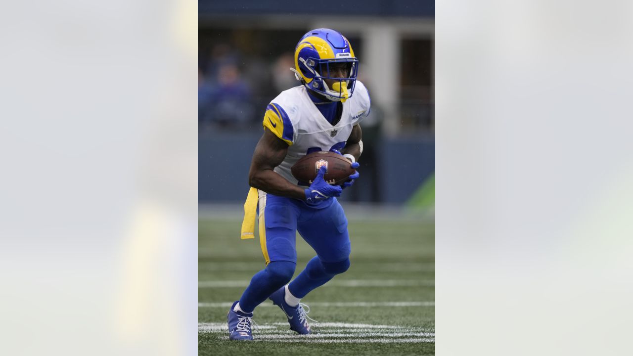 Brandon Powell of the Los Angeles Rams runs with the ball as