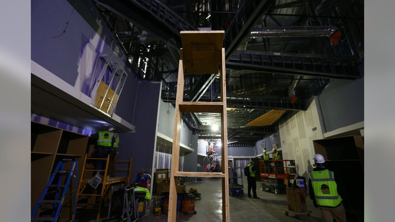 Large Vikings Locker Room Space at U.S. Bank Stadium Taking Shape