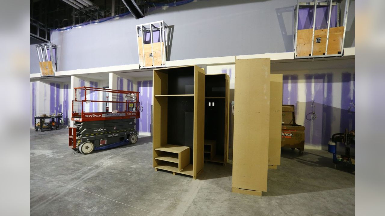 Large Vikings Locker Room Space at U.S. Bank Stadium Taking Shape