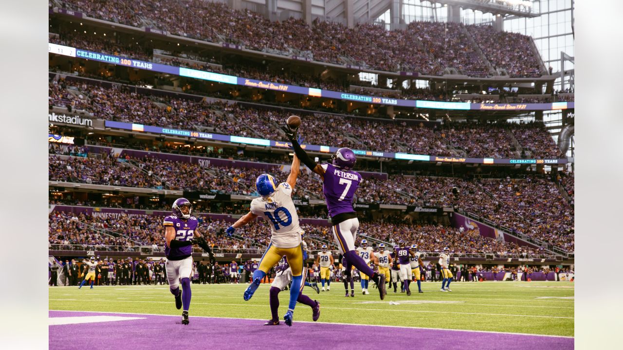 Minnesota Vikings cornerback Patrick Peterson (7) in action during the  first half of an NFL football game against the Los Angeles Rams, Sunday,  Dec. 26, 2021 in Minneapolis. (AP Photo/Stacy Bengs Stock