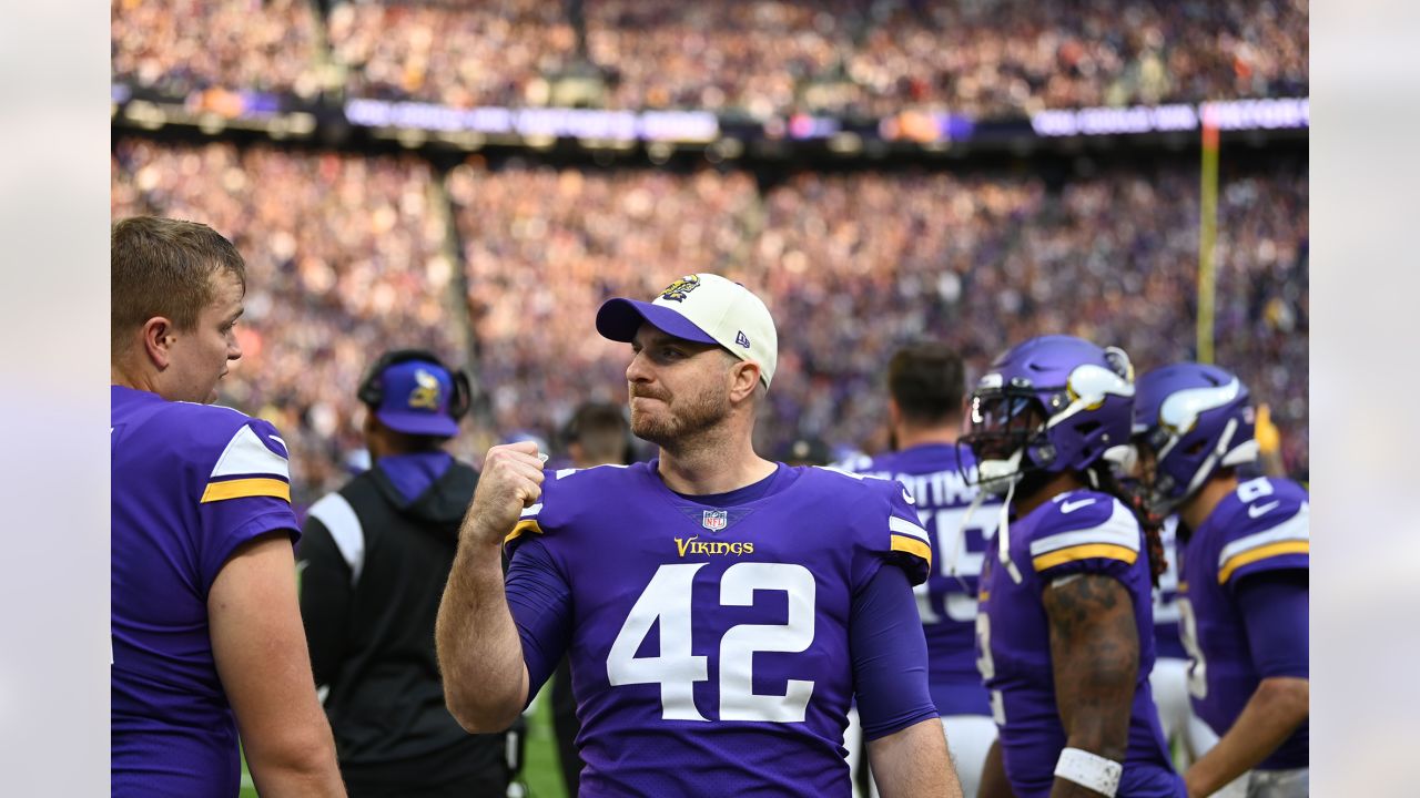 NFC long snapper Andrew DePaola (42) of the Minnesota Vikings looks on  during the flag football event at the Pro Bowl Games, Sunday, Feb. 5, 2023,  in Las Vegas. (Doug Benc/AP Images