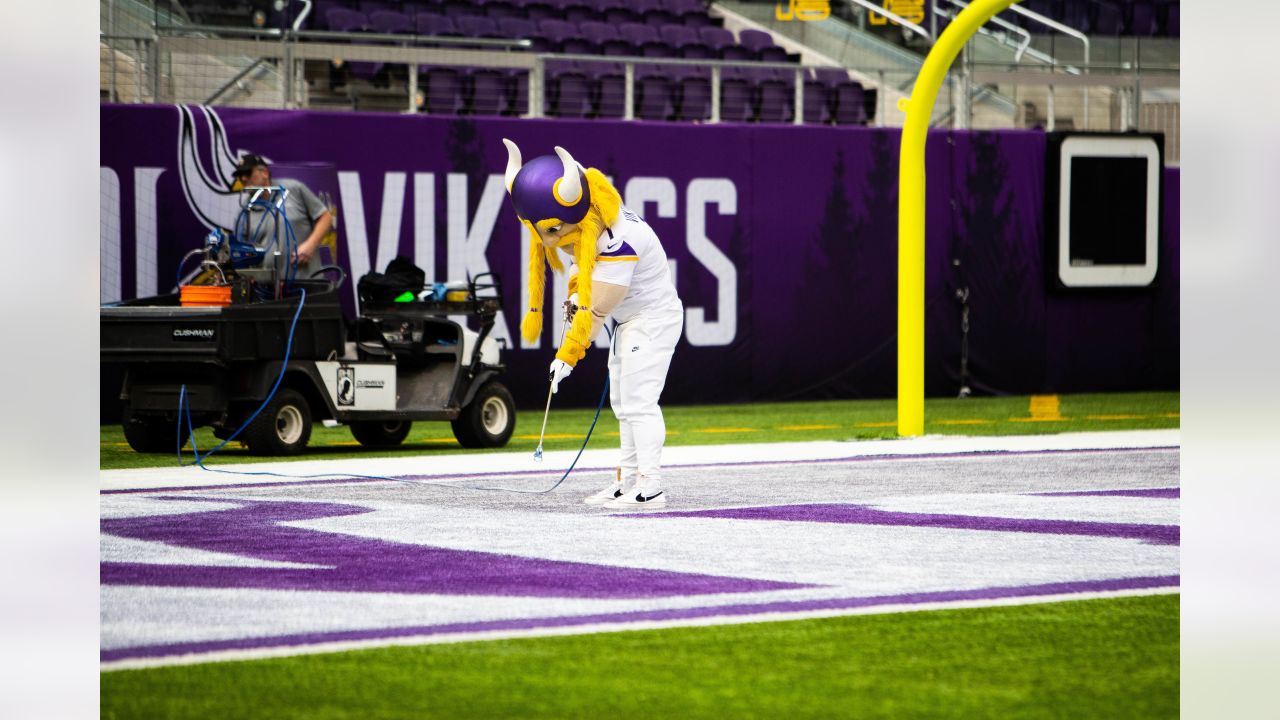 U.S. Bank Stadium Field Painted for Winter Whiteout Game