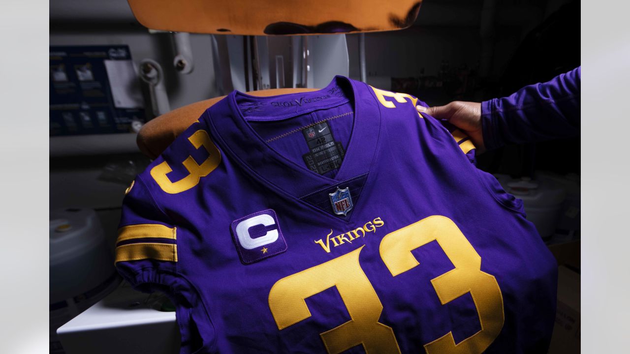 Equipment Staff Prepares Primetime Purple Jerseys for Vikings