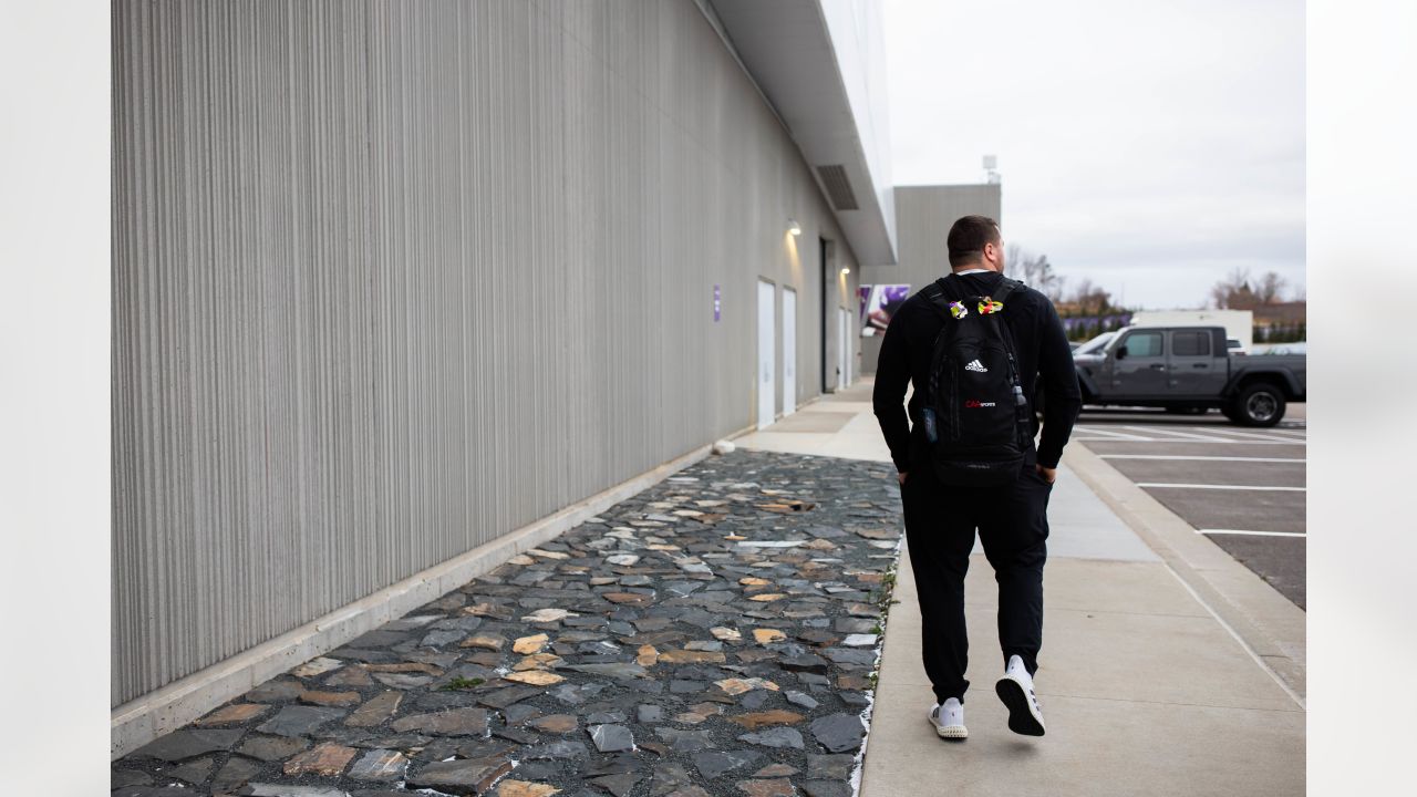 Harrison Phillips of the Minnesota Vikings walks to the tunnel