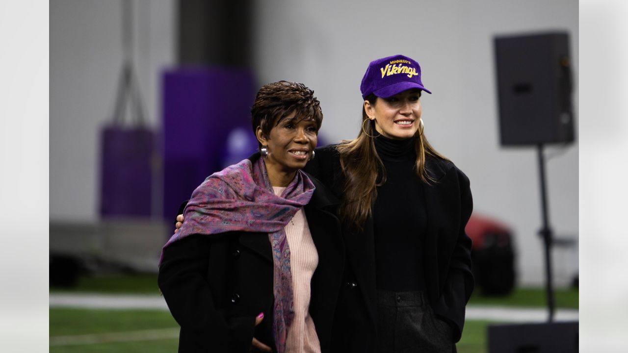 Minnesota Vikings general manager Kwesi Adofo Mensah walks off the field  before an NFL football game between the Miami Dolphins and Minnesota Vikings,  Sunday, Oct. 16, 2022, in Miami Gardens, Fla. (AP