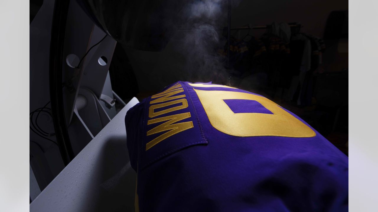 Equipment Staff Prepares Primetime Purple Jerseys for Vikings-Cowboys Game