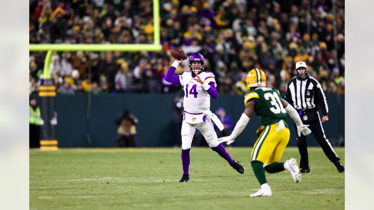 Minnesota Vikings fullback C.J. Ham (30) celebrates after his touchdown  with offensive tackle Brian O'Neill, right, in the second half of an NFL  football game against the Buffalo Bills, Sunday, Nov. 13