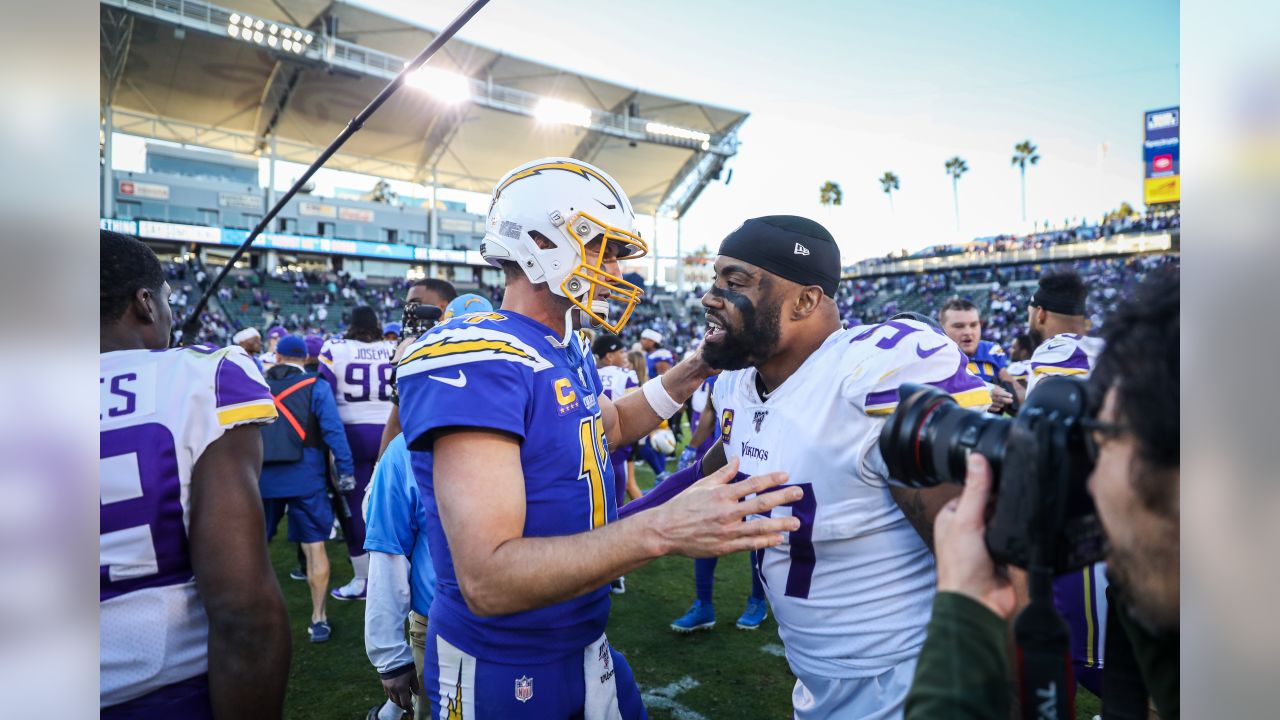 Los Angeles Chargers quarterback Philip Rivers throws a pass during the  first half of an NFL football game against the Minnesota Vikings, Sunday,  Dec. 15, 2019, in Carson, Calif. (AP Photo/Kelvin Kuo