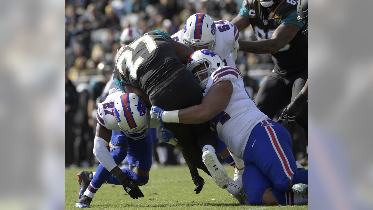 The line of scrimmage of the Miami Dolphins against the Buffalo Bills  during the second half of an NFL football game, Sunday, Oct. 31, 2021, in  Orchard Park, N.Y. (AP Photo/Adrian Kraus