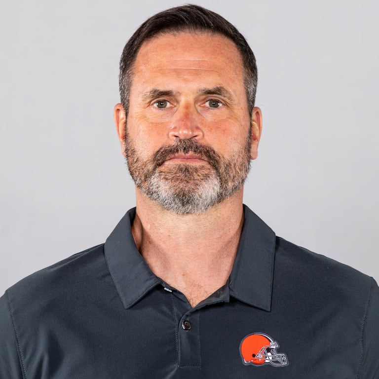 This is a 2021 photo of Mike Priefer of the Cleveland Browns NFL football team. This image reflects the Cleveland Browns active roster as of April 14, 2021 when this image was taken.