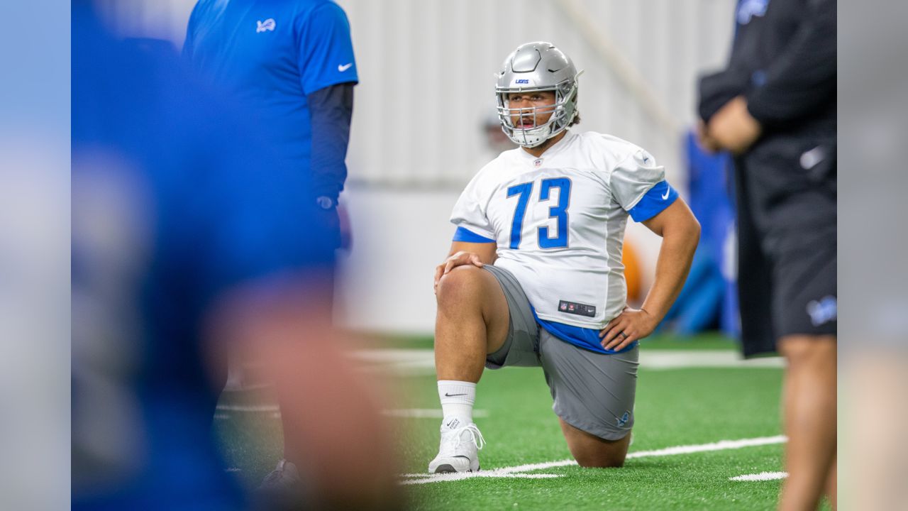 Detroit Lions guard Micah St. Andrew (73) during Day 1 of rookie minicamp on Friday, May 10, 2019 in Allen Park, Mich. (Detroit Lions via AP)