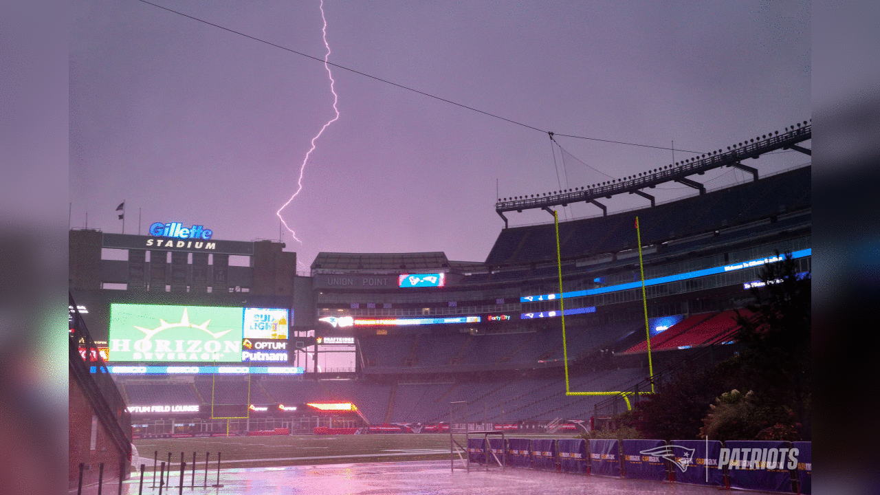 A heavy rainstorm hit Gillette Stadium in the days leading up to the season opener.