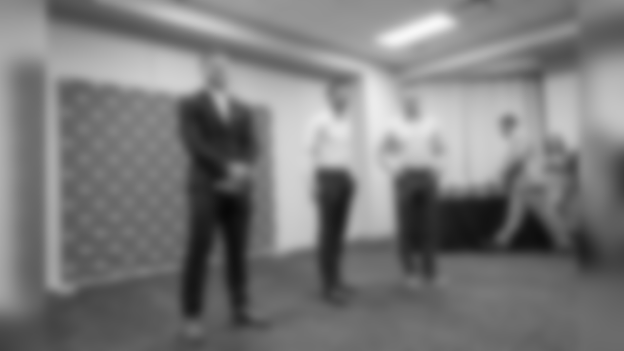 DL Nick Bosa, Kyle Shanahan and John Lynch