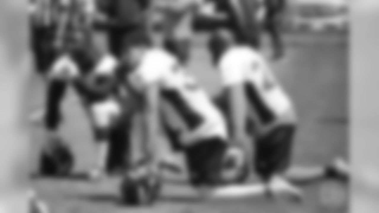 safety Will Parks (34), safety Justin Simmons (31) and safety Darian Stewart (26) on the sideline at the ninth day of OTAs on June 6, 2018 at UCHealth Training Center.