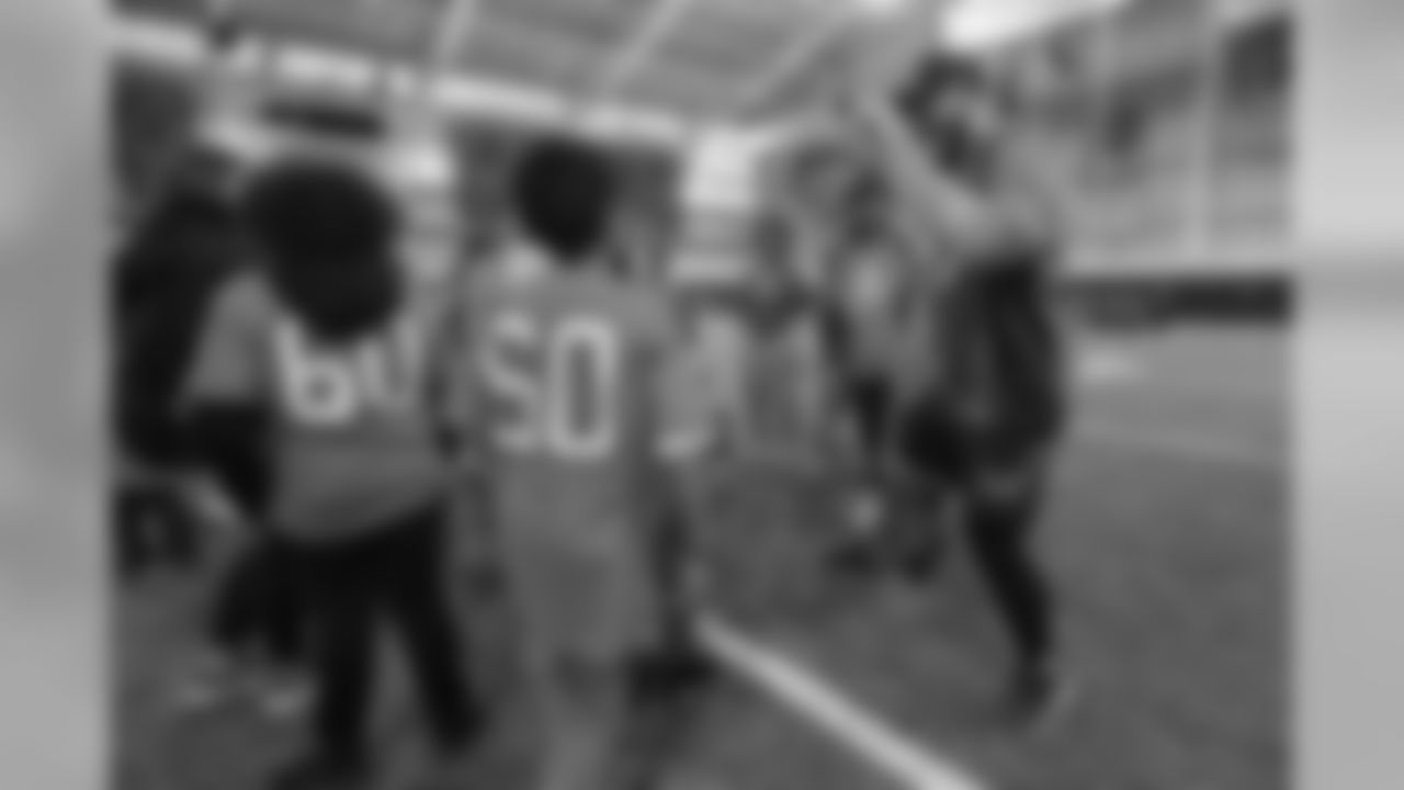 Adam Gotsis dances at the 2018 Hometown Huddle PLAY 60 event at Pat Bowlen Fieldhouse on October 8, 2018.