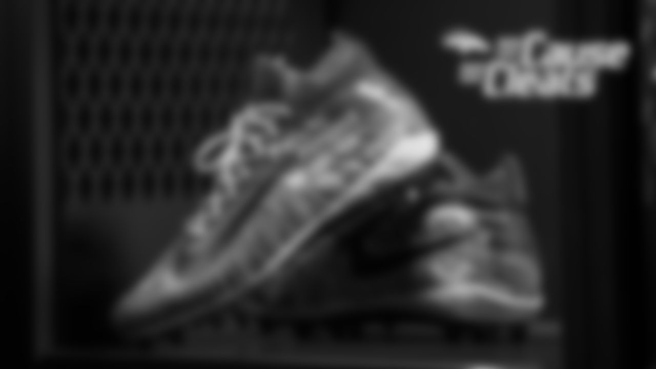 Jeff Heuerman's cleats represent Parent Project Muscular Dystrophy, which "fights to end Duchenne muscular dystrophy," for My Cause My Cleats in 2018.