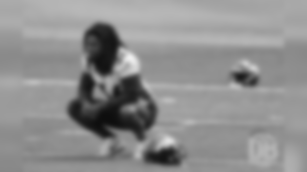 Safety Trey Marshall rests before the first day of voluntary veteran minicamp on April 16, 2019.