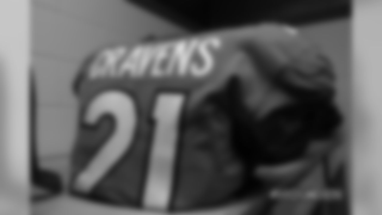 Su'a Cravens' jersey in the locker room pregame before the Broncos' Week 9 game against the Houston Texans at Broncos Stadium at Mile High on November 4, 2018.