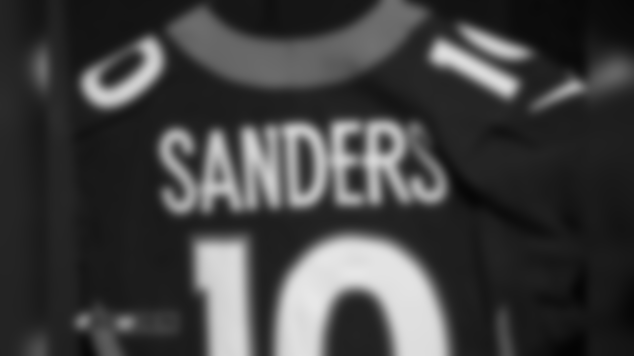 Emmanuel Sanders' blue alternate jersey on September 26, 2018.
