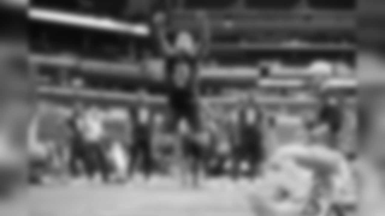 Lamar defensive back Brendan Langley competes in the long jump at the 2017 NFL football scouting combine Monday, March 6, 2017, in Indianapolis. (AP Photo/Gregory Payan)