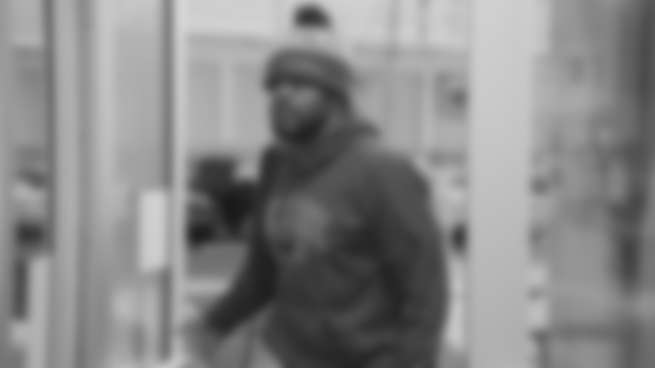 Browns defensive back Juston Burris arrives for the start of offseason workouts Monday.