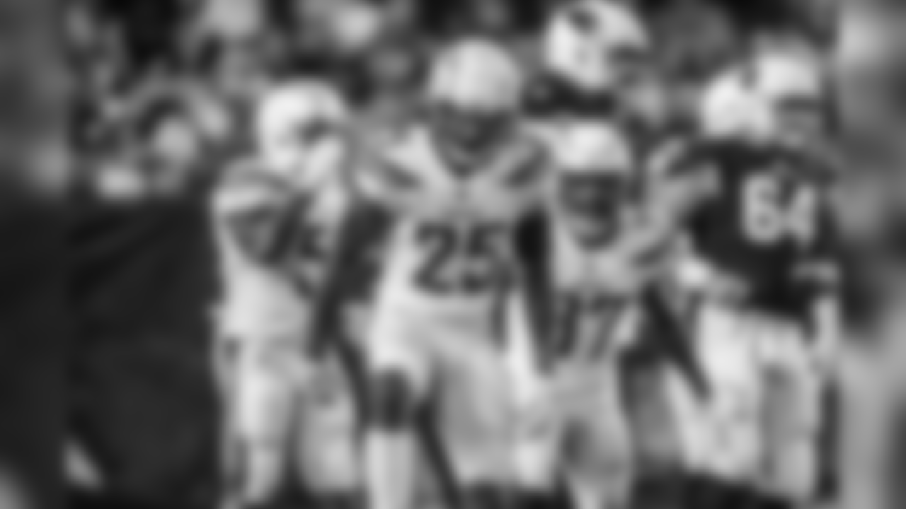 Rayshawn Jenkins celebrates during the Chargers' first preseason game versus the Arizona Cardinals.