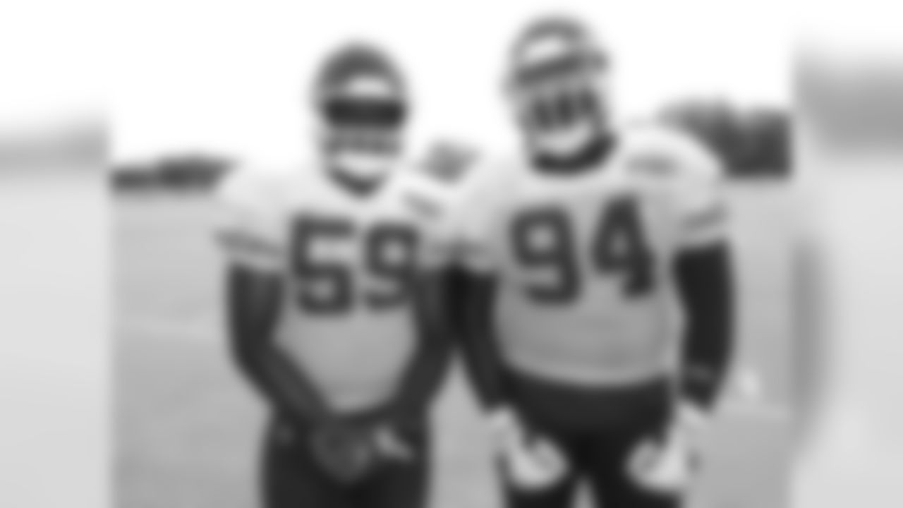 Kansas City Chiefs linebacker Reggie Ragland (59) and Kansas City Chiefs defensive tackle Jarvis Jenkins (94) during practice 8/13/18 at Chiefs Training Camp at Missouri Western State University in St Joseph, Missouri