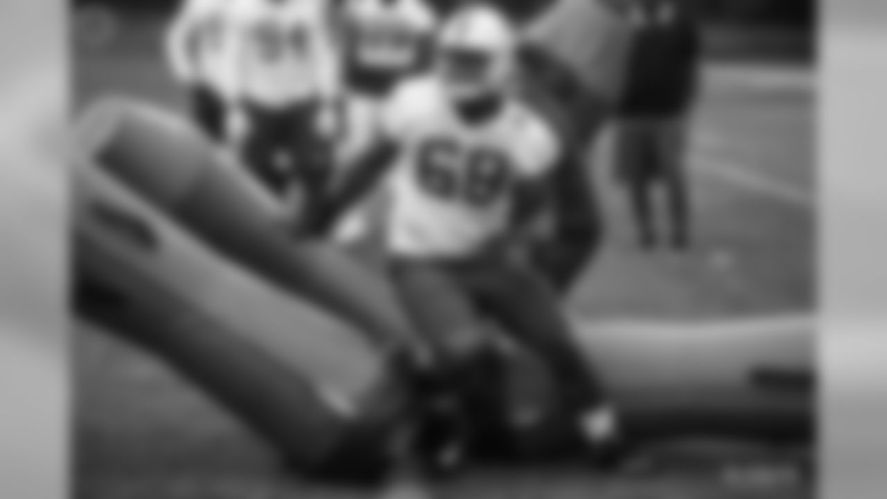 Colts offensive and defensive lineman battle in the trenches during OTAs.