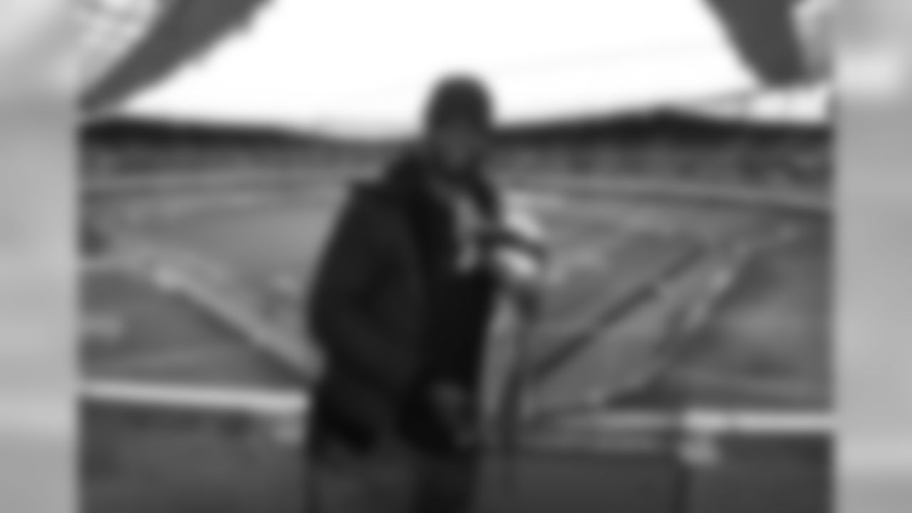 RB Jay Ajayi with the Vince Lombardi Trophy at Arsenal's Emirates Stadium