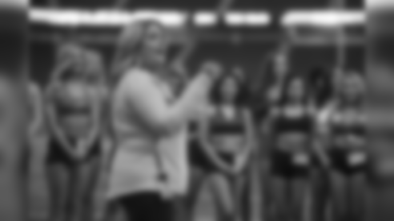 Director of Detroit Lions Cheerleaders and Entertainment Rebecca Smoker during Day 2 of Detroit Lions Cheerleader auditions on Monday, March 25, 2019 in Detroit.